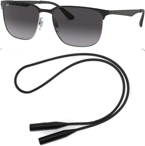 Ray-Ban RB3569 Sunglasses Bundle: RB 3569 90048G Black On Silver and Universal Anti-slip Silicone Leash in Saudi Arabia