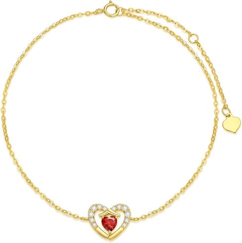 SISGEM 14k Gold Red Cubic Zirconia Heart Bracelet for Women Love Wrist Jewelry Gifts for Her in Saudi Arabia