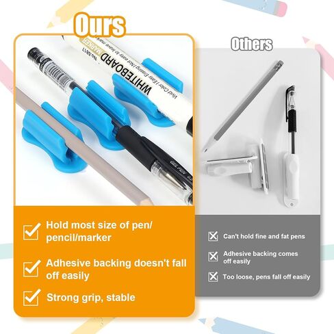Pen Holder for Desk, 20 PACK Adhesive Silicone Pen Holder for Classroom Clipboard Attachment, Marker Holder, Pencil Holder,Marker Clip for Desk,Classroom,Office Accessories (Red) in Saudi Arabia