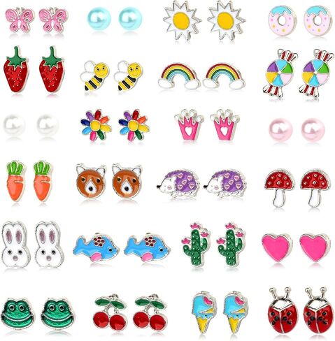 Hypoallergenic Stainless Steel Stud Earrings for Women,Sensitive Ears With Cute Stainless Steel Post Colorful Cute Earrings for Teens,Gold Cartilage Earring Sets for Multiple in Saudi Arabia