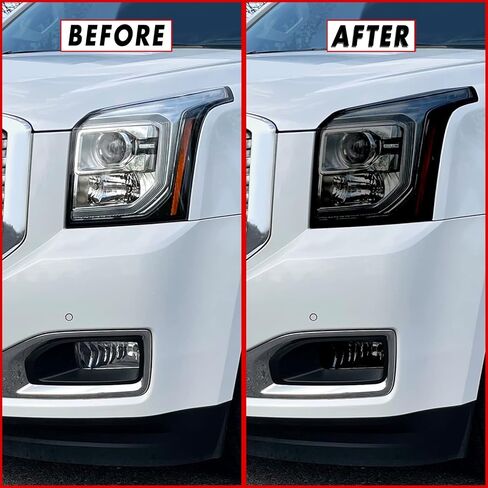 Slickmod Precut Vinyl Smoke Lint لعام 2015-2020 GMC Yukon | المصباح الأمامي Yukon XL (35 ٪ دخان خفيف ، 1. المصباح الأمامي) in Kuwait