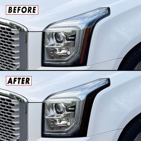 Slickmod Precut Vinyl Smoke Lint لعام 2015-2020 GMC Yukon | المصباح الأمامي Yukon XL (35 ٪ دخان خفيف ، 1. المصباح الأمامي) in Kuwait