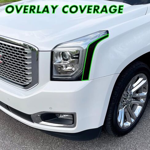 Slickmod Precut Vinyl Smoke Lint لعام 2015-2020 GMC Yukon | المصباح الأمامي Yukon XL (35 ٪ دخان خفيف ، 1. المصباح الأمامي) in Kuwait