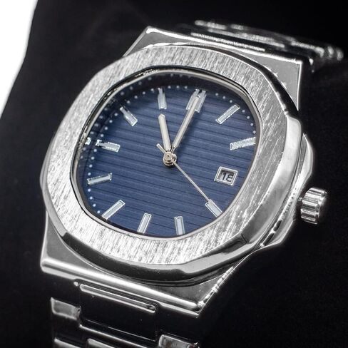 BARAMON Wrist Watches for Men, Nautilus Stainless Steel Quartz Movement Date Luxury Diamond Style Men's Luminous Hands Casual Business Watches in Saudi Arabia