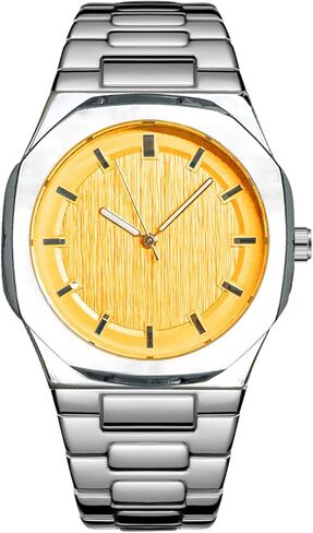 BARAMON Wrist Watches for Men, Nautilus Stainless Steel Quartz Movement Date Luxury Diamond Style Men's Luminous Hands Casual Business Watches in Saudi Arabia