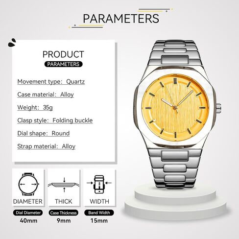 BARAMON Wrist Watches for Men, Nautilus Stainless Steel Quartz Movement Date Luxury Diamond Style Men's Luminous Hands Casual Business Watches in Saudi Arabia