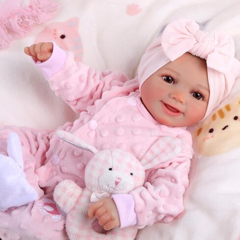 BABESIDE Lifelike Reborn Baby Dolls Girl Sunny 17-Inch Cute Full Body Vinyl Realistic Baby Doll Poseable Smiling Real Life Baby Dolls with Complete Accessories and Gift Box for 3+ Years Old Gifts in Kuwait
