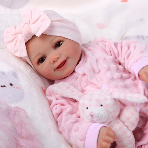 BABESIDE Lifelike Reborn Baby Dolls Girl Sunny 17-Inch Cute Full Body Vinyl Realistic Baby Doll Poseable Smiling Real Life Baby Dolls with Complete Accessories and Gift Box for 3+ Years Old Gifts in Kuwait