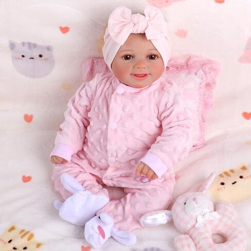 BABESIDE Lifelike Reborn Baby Dolls Girl Sunny 17-Inch Cute Full Body Vinyl Realistic Baby Doll Poseable Smiling Real Life Baby Dolls with Complete Accessories and Gift Box for 3+ Years Old Gifts in Kuwait