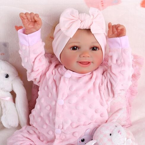 BABESIDE Lifelike Reborn Baby Dolls Girl Sunny 17-Inch Cute Full Body Vinyl Realistic Baby Doll Poseable Smiling Real Life Baby Dolls with Complete Accessories and Gift Box for 3+ Years Old Gifts in Kuwait