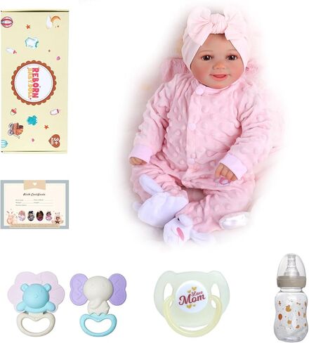 BABESIDE Lifelike Reborn Baby Dolls Girl Sunny 17-Inch Cute Full Body Vinyl Realistic Baby Doll Poseable Smiling Real Life Baby Dolls with Complete Accessories and Gift Box for 3+ Years Old Gifts in Kuwait