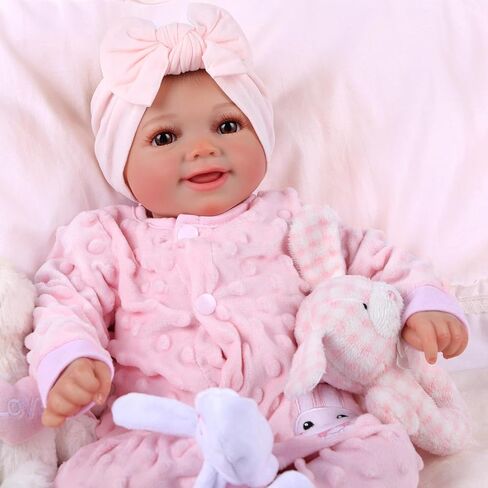 BABESIDE Lifelike Reborn Baby Dolls Girl Sunny 17-Inch Cute Full Body Vinyl Realistic Baby Doll Poseable Smiling Real Life Baby Dolls with Complete Accessories and Gift Box for 3+ Years Old Gifts in Kuwait