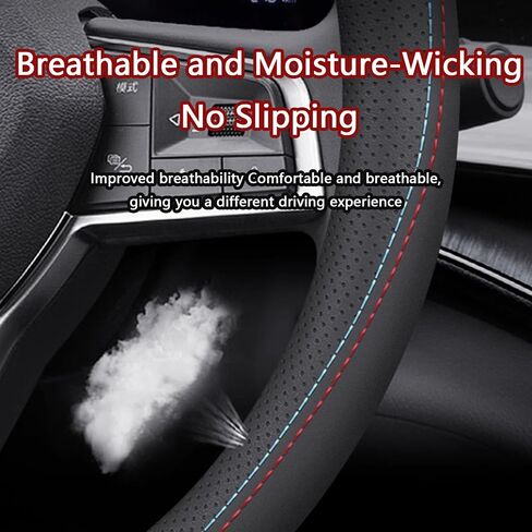 Car Steering Wheel Cover for Ford Ranger 2000–2011 2019–2025, Anti-Slip Breathable Steering Wheel Protector Leather Steering Wheel Cover, Car Interior Accessories,D Type-A in Saudi Arabia