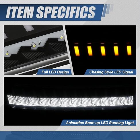 Auto Dynasty Full LED Front Bumper Parking Turn Signal Light Assembly Compatible with Chevrolet Express GMC Savana 1500 2500 3500 2003-2023, 3-Stage Animation Boot-up, Black Housing Clear Corner in Saudi Arabia