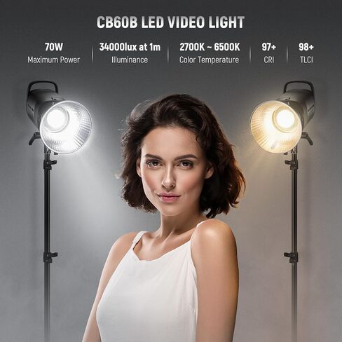 NEEWER CB120B 120W LED Video Light with 2.4G&APP Control COB Bi Color 2700K-6500K 78000lux at 1m/CCT Mode/CRI97/12 Scenes/Bowens Mount Continuous Output Lighting for Studio Photography/Video Recording in Kuwait