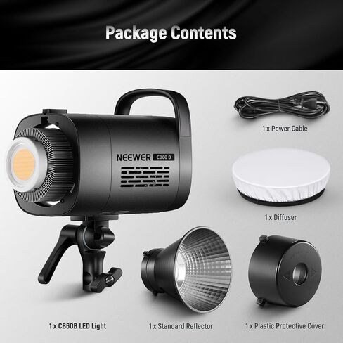 NEEWER CB120B 120W LED Video Light with 2.4G&APP Control COB Bi Color 2700K-6500K 78000lux at 1m/CCT Mode/CRI97/12 Scenes/Bowens Mount Continuous Output Lighting for Studio Photography/Video Recording in Kuwait