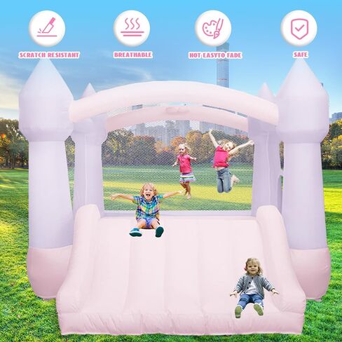 AKSPORT White Bounce House for Kids, Inflatable Bounce House with Slide in Kuwait