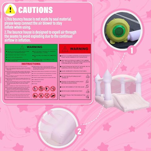 AKSPORT White Bounce House for Kids, Inflatable Bounce House with Slide in Kuwait
