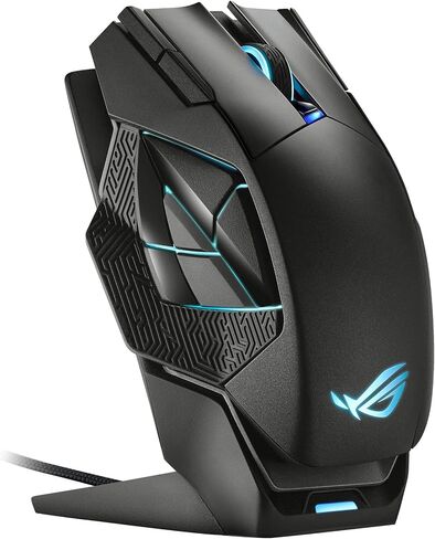 ASUS ROG Spatha X Wireless Gaming Mouse – MMO/MOBA Design, 12 Programmable Buttons, Right-Handed, 168g, Dual-Mode (Wired/2.4GHz), 19K DPI, up to 67Hr Battery, Magnetic Charging Dock, PC/Mac Support in Saudi Arabia