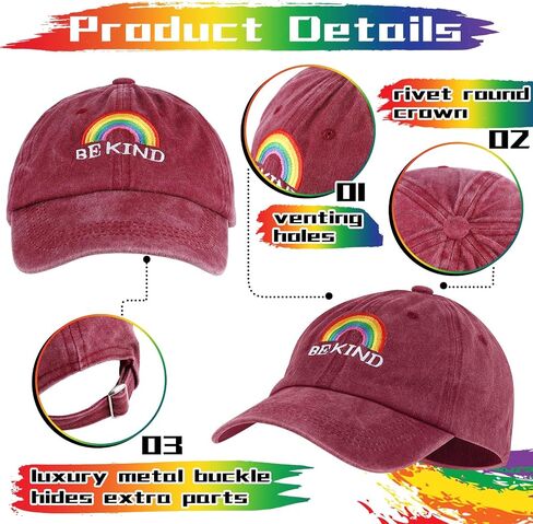 Sureio 4 PCS قوس قوس قزح الدنيم قبعات البيسبول الصيف غسلها مطرزة قابلة للتعديل لارتداء الشاحنة اليومية غير الرسمية in Kuwait
