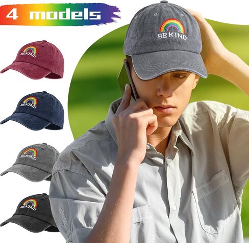 Sureio 4 PCS قوس قوس قزح الدنيم قبعات البيسبول الصيف غسلها مطرزة قابلة للتعديل لارتداء الشاحنة اليومية غير الرسمية in Kuwait