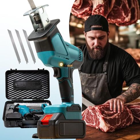 Brushless Motor Electric Meat and Bone Saw, 3000mAh Handheld Butchering Tool with （3 Upgraded Blades）- Home Butcher Saw Kit with 1 toolbox, 1 Battery in Saudi Arabia
