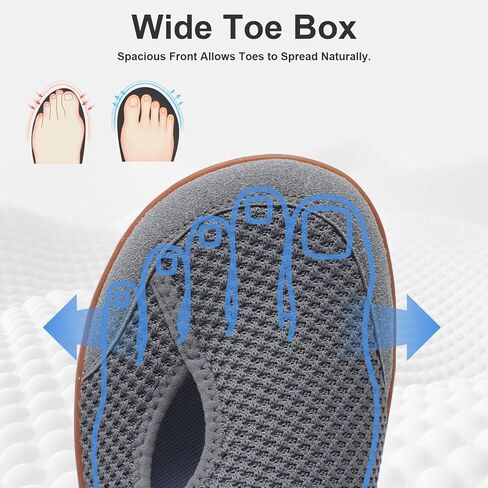 JOINFREE Mens Diabetic Walking Shoes Wide Toe Box, Adjustable Zero Drop Non Slip Sneakers, Breathable Knit Casual Shoes for Swollen Feet, Edema, Sensitive Feet, Elderly, Arthritis in Kuwait