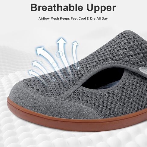 JOINFREE Mens Diabetic Walking Shoes Wide Toe Box, Adjustable Zero Drop Non Slip Sneakers, Breathable Knit Casual Shoes for Swollen Feet, Edema, Sensitive Feet, Elderly, Arthritis in Kuwait