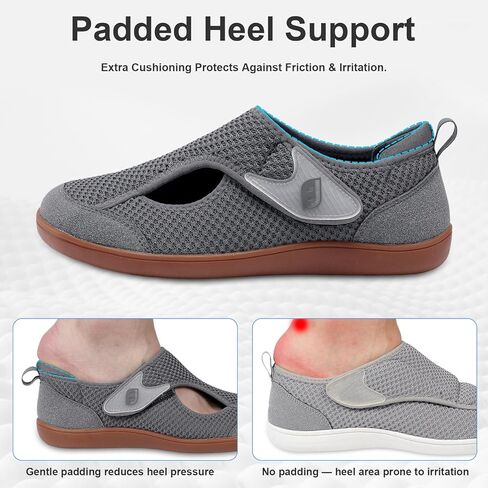 JOINFREE Mens Diabetic Walking Shoes Wide Toe Box, Adjustable Zero Drop Non Slip Sneakers, Breathable Knit Casual Shoes for Swollen Feet, Edema, Sensitive Feet, Elderly, Arthritis in Kuwait