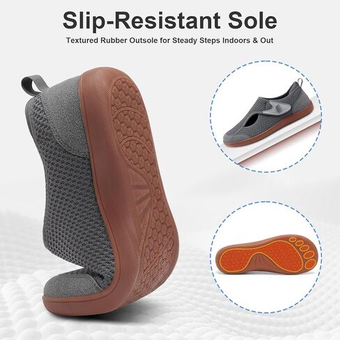 JOINFREE Mens Diabetic Walking Shoes Wide Toe Box, Adjustable Zero Drop Non Slip Sneakers, Breathable Knit Casual Shoes for Swollen Feet, Edema, Sensitive Feet, Elderly, Arthritis in Kuwait