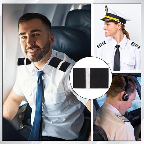 BENECREAT 2 Pairs Uniform Bars Airline Pilot Epaulets with Stripes, One Bar Captain Shoulder Boards Insignia Sliders in Saudi Arabia