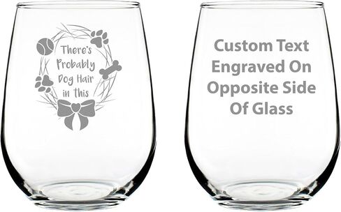 Dog Hair - Stemless Wine Glass - Funny Dog Gifts for Dog Lovers - Large 17 Ounce Glasses in Kuwait