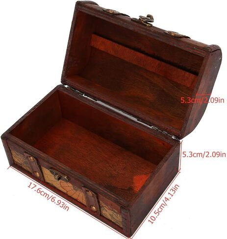 Pirate Treasure Chest Vintage Handmade Decorative Wooden Box Trinket Jewelry Storage Case Home Decoration(Map) in Saudi Arabia