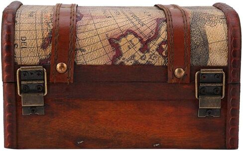 Pirate Treasure Chest Vintage Handmade Decorative Wooden Box Trinket Jewelry Storage Case Home Decoration(Map) in Saudi Arabia