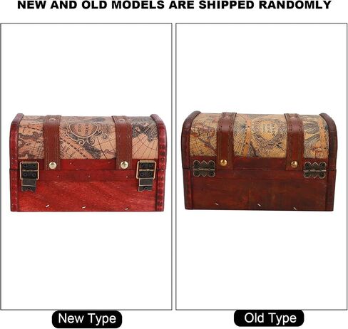 Pirate Treasure Chest Vintage Handmade Decorative Wooden Box Trinket Jewelry Storage Case Home Decoration(Map) in Saudi Arabia