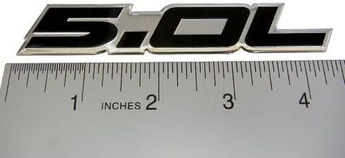 5.0L Emblem in Black Highly Polished Aluminum Silver Chrome Engine Swap Badge Compatible with Ford Mustang GT F-150 Boss 302 Coyote Cobra GT500 V8 Crown Vic Victoria in Saudi Arabia