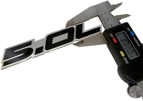 5.0L Emblem in Black Highly Polished Aluminum Silver Chrome Engine Swap Badge Compatible with Ford Mustang GT F-150 Boss 302 Coyote Cobra GT500 V8 Crown Vic Victoria in Saudi Arabia