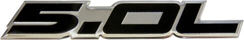 5.0L Emblem in Black Highly Polished Aluminum Silver Chrome Engine Swap Badge Compatible with Ford Mustang GT F-150 Boss 302 Coyote Cobra GT500 V8 Crown Vic Victoria in Saudi Arabia