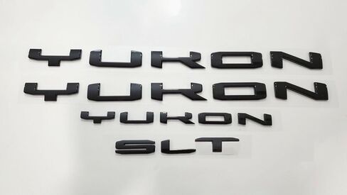 4Pcs Kit Yukon SLT Letters Emblem 3D Door Rear Nameplate Badge Decal Sticker Yukon XL Replacement for 2021-2023 Yukon SLT (Overlay Emblem Matte Black) in Saudi Arabia