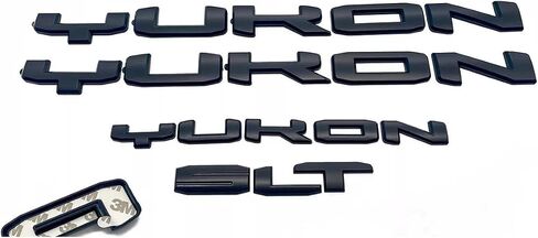 4Pcs Kit Yukon SLT Letters Emblem 3D Door Rear Nameplate Badge Decal Sticker Yukon XL Replacement for 2021-2023 Yukon SLT (Overlay Emblem Matte Black) in Saudi Arabia