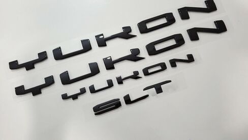 4Pcs Kit Yukon SLT Letters Emblem 3D Door Rear Nameplate Badge Decal Sticker Yukon XL Replacement for 2021-2023 Yukon SLT (Overlay Emblem Matte Black) in Saudi Arabia