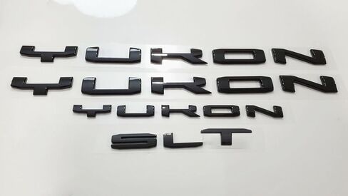 4Pcs Kit Yukon SLT Letters Emblem 3D Door Rear Nameplate Badge Decal Sticker Yukon XL Replacement for 2021-2023 Yukon SLT (Overlay Emblem Matte Black) in Saudi Arabia