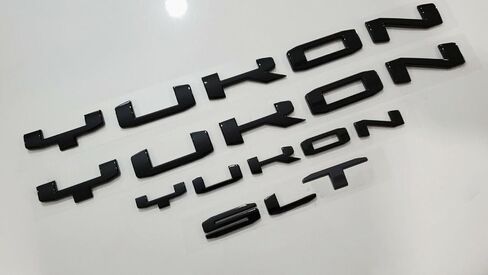 4Pcs Kit Yukon SLT Letters Emblem 3D Door Rear Nameplate Badge Decal Sticker Yukon XL Replacement for 2021-2023 Yukon SLT (Overlay Emblem Matte Black) in Saudi Arabia
