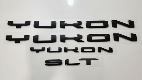 4Pcs Kit Yukon SLT Letters Emblem 3D Door Rear Nameplate Badge Decal Sticker Yukon XL Replacement for 2021-2023 Yukon SLT (Overlay Emblem Matte Black) in Saudi Arabia