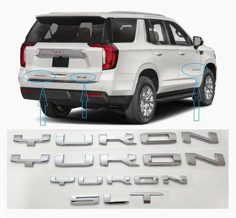 4pcs Kit Yukon SLT Letters Emblem 3D Door الخلفية الشارة شارة شارة ملصق ملصق Yukon XL للاستبدال لعام 2021-2023 Yukon SLT (Overlay Emblem Matte Black) in Saudi Arabia