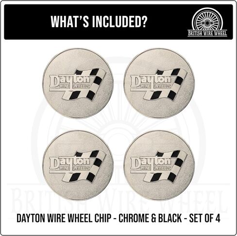Dayton Gold & White Metal Wheel Chip Remblems (مجموعة من 4) | 24K ثنائيات الذهب مطلي بالولاية الصلبة شريحة رقائق العجلة المعدنية ، 2.25 "| بالنسبة للرقم المنخفض مع قطع أو مريحة قبالة أغطية الدوار in Kuwait