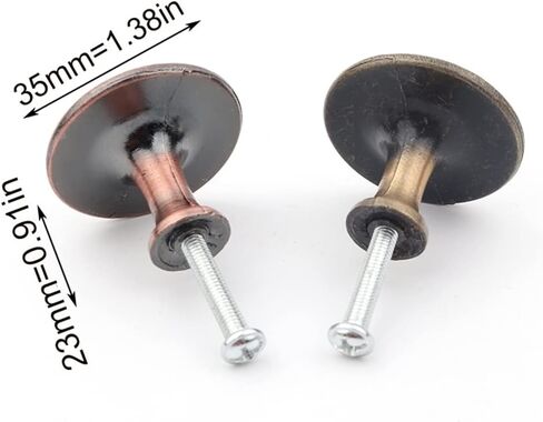 Drawer Kitchen Cabinet Knobs retro, 2 Colors Solid Semi-Circular Metal Vintage Handle Single Hole Embossed Zinc Alloy Antique Pharmacy Drawer Cabinet Red Bronze Bronze Diameter 35MM (2)(Red Bronze) in Saudi Arabia