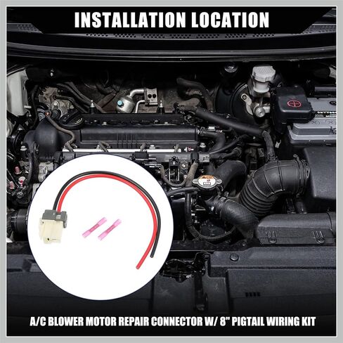 Blower Motor Connector Plug Wire Harness 8" Pigtail Kit with Heat Shrinks Connectors for Kia Forte/ 8 Inches A/C Blower Motor Pigtail Wiring Kit / 1Set Replacement Car Parts in Saudi Arabia