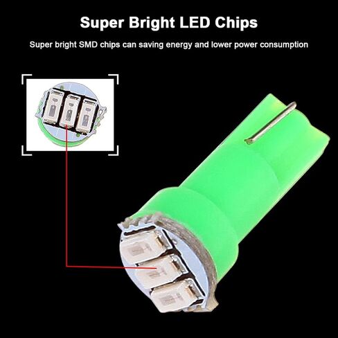 Cciyu 10x 74 Twist-In Instrument لوحة داش مصباح LED أخضر LED PC74 Sockets T5 KIT 307 308 406 407 2721 85 86 لعام 2005-2011 لنيسان Altima Armada Frontier Maxima Murano Sentra Titan ETC in Saudi Arabia