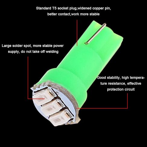 Cciyu 10x 74 Twist-In Instrument لوحة داش مصباح LED أخضر LED PC74 Sockets T5 KIT 307 308 406 407 2721 85 86 لعام 2005-2011 لنيسان Altima Armada Frontier Maxima Murano Sentra Titan ETC in Saudi Arabia